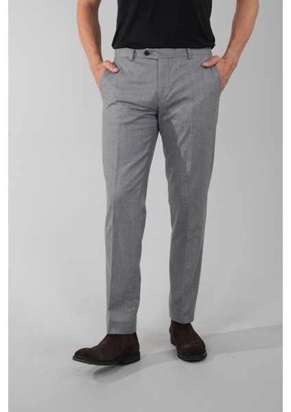 Gri Yün Flanel Regular Fit Klasik Erkek Pantolon PPNK23K23201_D55 fiyatları