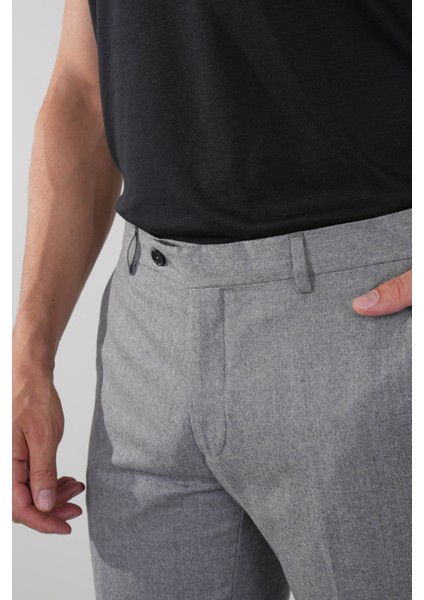 Gri Yün Flanel Regular Fit Klasik Erkek Pantolon PPNK23K23201_D55 indirimleri