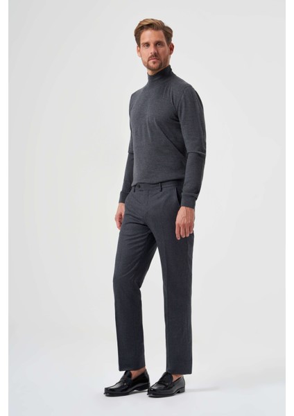 Antrasit Yün Flanel Regular Fit Klasik Erkek Pantolon PPNK23K23201_D58