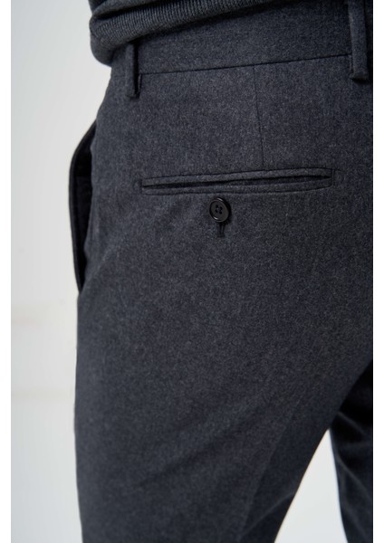 Antrasit Yün Flanel Regular Fit Klasik Erkek Pantolon PPNK23K23201_D58 fırsatları