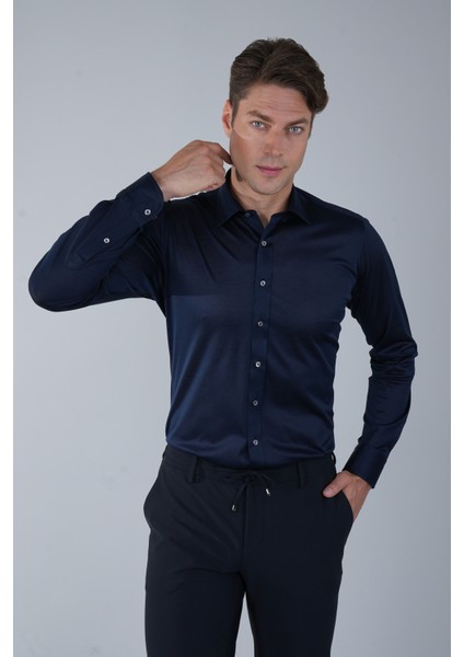 Platinium Regular Fit Koyu Lacivert Gömlek PLTG026_40