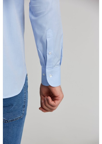 Erkek Regular Fit Pamuk Cepsiz Mavi Gömlek GMKLS1KD224004_D35 modelleri