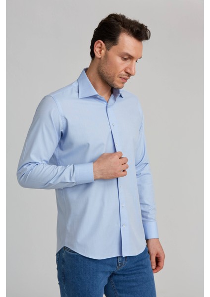 Erkek Regular Fit Pamuk Cepsiz Mavi Gömlek GMKLS1KD224004_D35 indirimleri