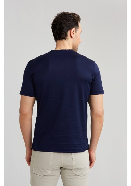 Süprem Kumaş O Yaka Lacivert Erkek T-Shirt TSNOS24Y24101_D39 fiyatları