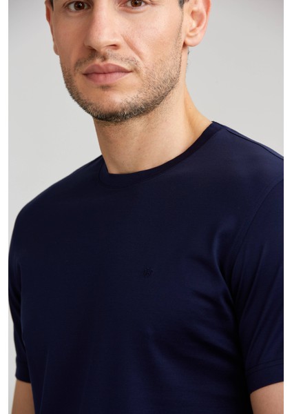 Süprem Kumaş O Yaka Lacivert Erkek T-Shirt TSNOS24Y24101_D39 fırsatları