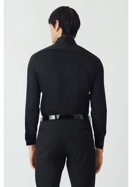 Siyah Pamuk Ata Yaka Slim Fit Erkek Gömlek GM21Y211350_D99 fiyatları