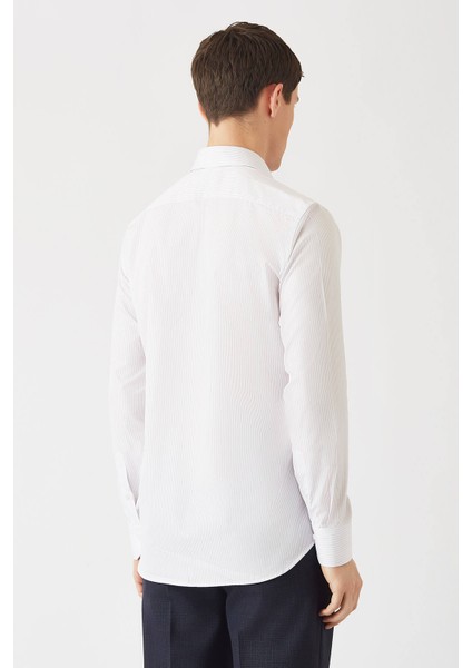 Lila Pamuk Çizgili Klasik Erkek Gömlek GM22K222008_C44 fiyatları