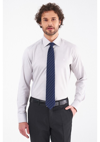 Erkek Kahve Pamuk Regular Fit Klasik Gömlek GM21K212083_K11