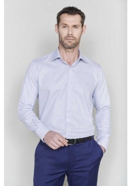 Erkek Lacivert Pamuk Regular Fit Klasik Gömlek GM21K212083_K39