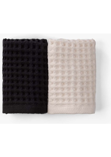 Aqua Line Waffle El Havlusu Seti Antrasit-Krem 30X50
