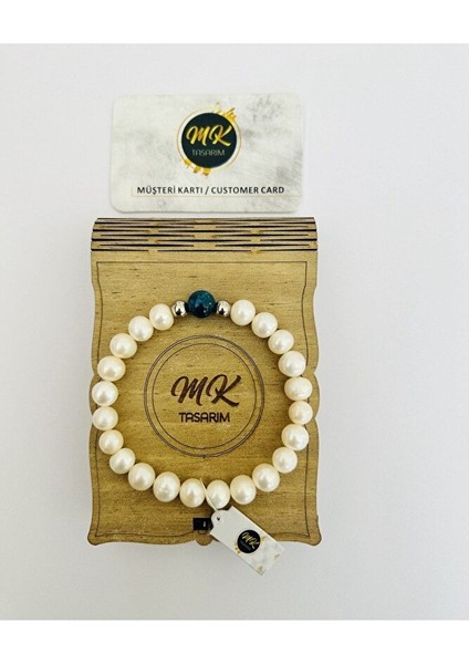 Gerçek Inci -Gerçek Apatit Taşı Bileklik MK.010.006