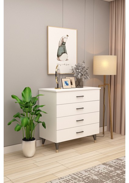 Asra Trend %100 Mdflam 4 Çekmeceli Şifonyer 90CM