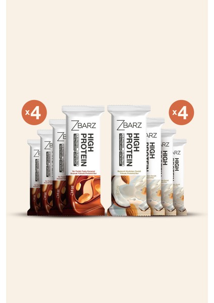 Yüksek Protein Bar Karma Kutu Yer Fıstık & Tuzlu Karamel ve Hindistan Ceviz & Badem (8 Adet)