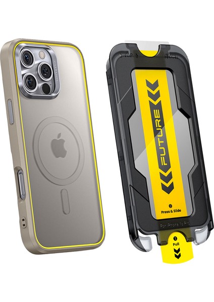 The Future Iphone 16 Pro Kılıfı Desert Titanium, Tam Kaplayan Kırılmaz Temperli Camlı Koruma