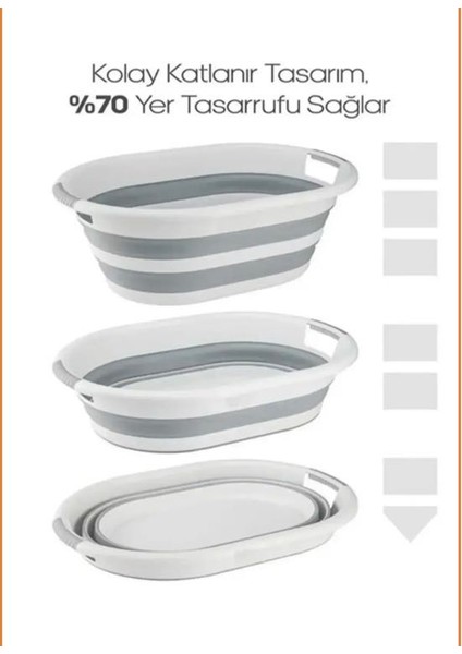 2 Adet 26 Litre Katlanabilir Silikon Akordiyon Çamaşır Selesi