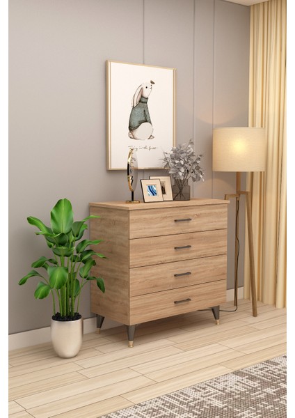 Asra Trend %100 Mdflam 4 Çekmeceli Şifonyer 90CM