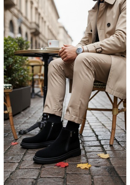 Astra Hakiki Deri Çift Fermuarlı Erkek Casual Kışlık Bot