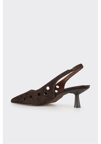 Kahve Deri Kadın Topuklu Ayakkabı modelleri