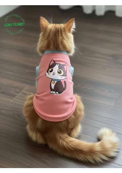Şeker Pembe Renkli Kedi ve Köpek Kıyafeti Elbisesi Siyah Kedi Baskılı fırsatları