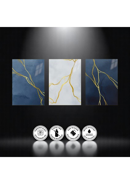 :temperli Cam Üçlü Set Tablo, Tablo, Üçlü Tablo, Uv Baskı, Cam Tablo, 3’lü Set, CUT002