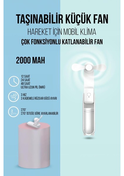 Katlanabilir Powerbank Özellikli El Fanı fiyatları