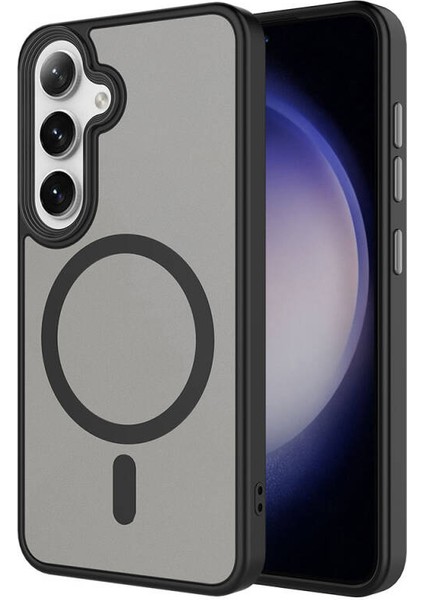 Samsung Galaxy S24 Kılıf Magsafe Özellikli ve Şerit Renkli Şık Velure Premium Sert Tpu Silikon Kapak