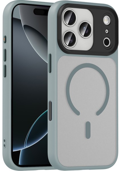 iPhone 17 Pro Kılıf Magsafe Özellikli ve Şerit Renkli Şık Velure Premium Sert Tpu Silikon Kapak