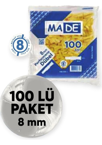 Ma-De Performance Roket Dübeli 8 mm 100'LÜ Paket