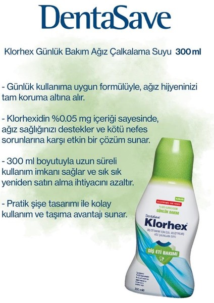 Klorhex 5 Al 4 Öde Günlük Bakım Ağız Çalkalama Suyu 300 ml ve Rosie fiyatları