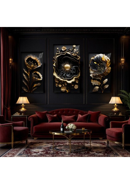 :temperli Cam Üçlü Set Tablo, Tablo, Üçlü Tablo, Uv Baskı, Cam Tablo, 3’lü Set, CUT001