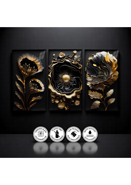 :temperli Cam Üçlü Set Tablo, Tablo, Üçlü Tablo, Uv Baskı, Cam Tablo, 3’lü Set, CUT001