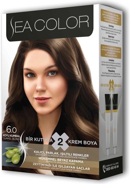 2 Tüp Krem Saç Boyası Seti Koyu Kumral No:6.0
