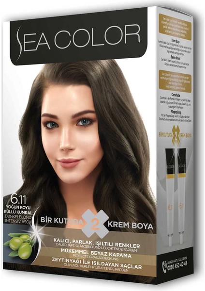 2 Tüp Krem Saç Boyası Seti Yoğun Koyu Küllü Kumral No:6.11