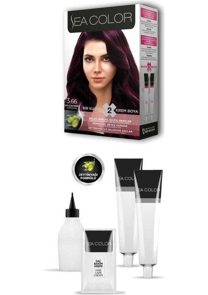 2x2 Tüp Krem Saç Boyası Seti Patlıcan Moru No:3.66 fiyatları