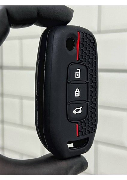 Renault Clio 5 Megane 4 Captur Kadjar Symbol Taliant Express Petek Desenli Silikon Anahtar Kılıfı