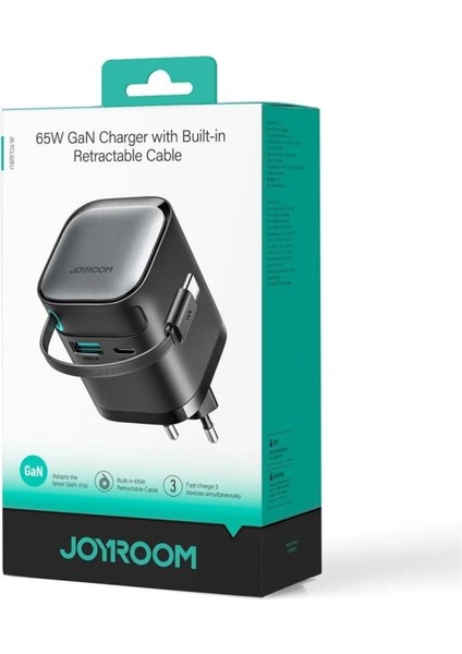 Joyroom JR-TCL02 Gan 65W Geri Çekilebilir Kablolu 2 Portlu Şarj Cihazı indirimleri