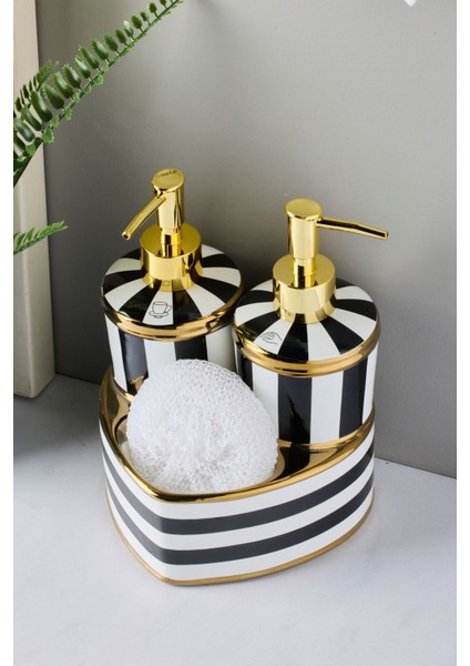 16711 Maura Nero 2'li Süngerlikli Porselen Sıvı Sabunluk Seti fiyatları