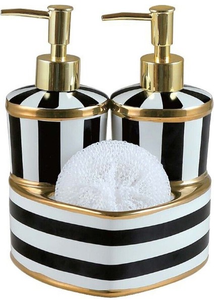 16711 Maura Nero 2'li Süngerlikli Porselen Sıvı Sabunluk Seti fırsatları