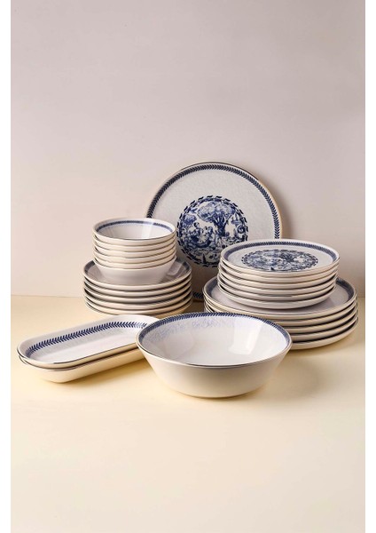 French Altın Yaldızlı Stoneware Yemek Takımı 27 Parça 6 Kişilik Yemek Seti