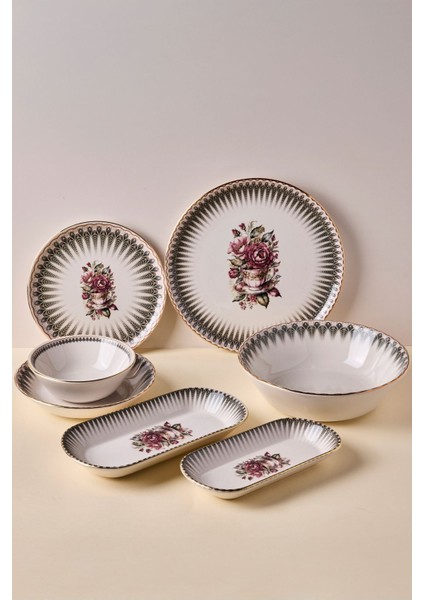 Antique Altın Yaldızlı Stoneware Yemek Takımı 27 Parça 6 Kişilik Yemek Seti fırsatları