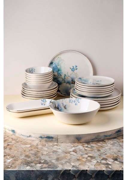 Garden Altın Yaldızlı Stoneware Yemek Takımı 27 Parça 6 Kişilik Yemek Seti