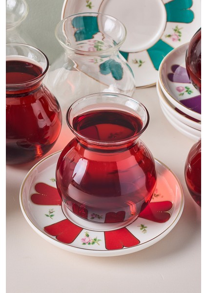 17900 Beyoğlu 12 Parça 6 Kişilik Çay Seti Borosilikat Cam Tombik Bardak ve Porselen Çay Tabağı Takımı 210 ml fırsatları