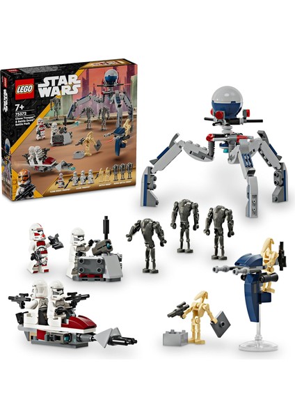 Klon Trooper ve Savaş Droidi Savaş Paketi Seti 75372 - 7 Yaş ve Üzeri Kız ve Erkek Çocuklar Için 4 Minifigür ve 5 Droid Içeren Oyuncak Yapım Seti, Doğum Günü Hediyesi Fikri (215 Parça)