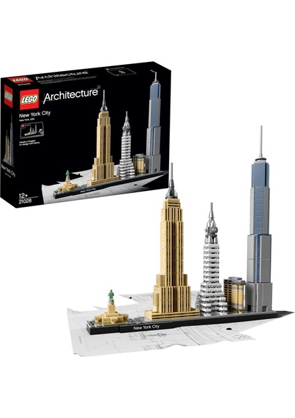 Architecture New York City 21028 - Seyahat, Mimari ve Tarih Meraklısı Yetişkinler Için Koleksiyonluk Yapım Seti (598 Parça)