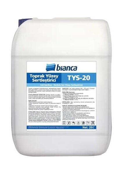 Tys-20 Toprak Yüzey Sertleştirici 10 Lt