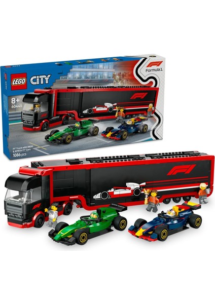 City RB20 ve AMR24 F1 Arabalı F1 Kamyonu 60445-8 Yaş ve Üzeri Çocuklar Için Yarış Arabalı Yaratıcı Oyuncak Yapım Seti Doğum Günü Hediyesi (1086 Parça)