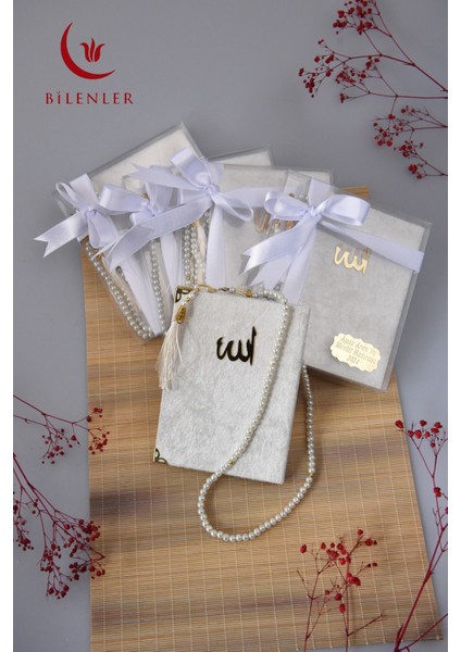 Kutulu Kadife Yasin ve Tesbih Seti 1 Adet- Beyaz fırsatları