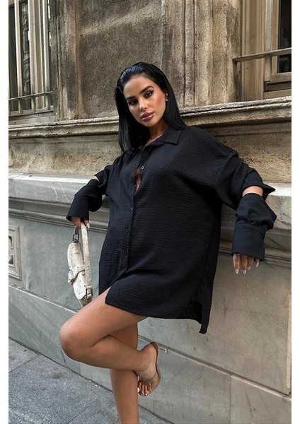 Alina Kol Cut Out Keten Gömlek 3252-08 fırsatları