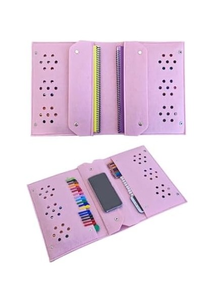 Keçe Kalemlik ve Tablet Organizer Çanta - 4 Bölmeli, A4 Boyut, Çok Amaçlı Defter Boya Düzenleyici Çanta (Pembe) fiyatları
