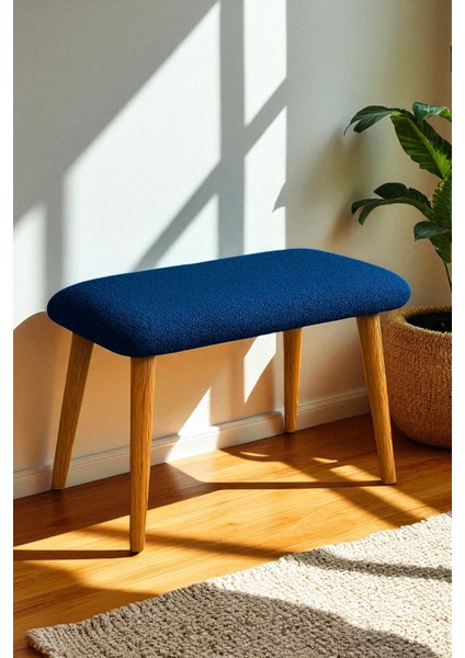 Luno Dekoratif Teddy Peluş Bench – Geniş Pofidik Oturumlu Ahşap Ayaklı Puf